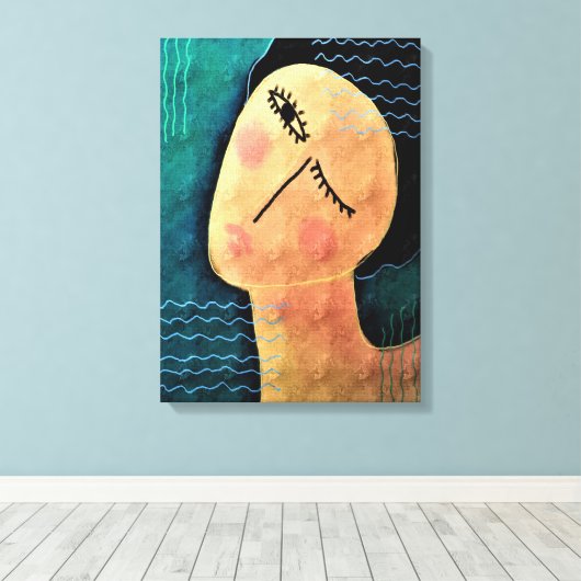 夜の抽象芸術絵画デジタルの女性 キャンバスプリント (インサイチュ (ウッドフロア))