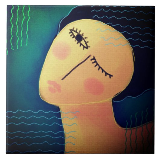 夜の抽象芸術絵画デジタルの女性 タイル (正面)