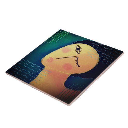 夜の抽象芸術絵画デジタルの女性 タイル (側面)