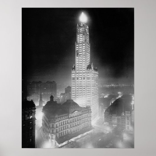 夜の摩天楼、1920年。ヴィンテージ写真 ポスター (正面)