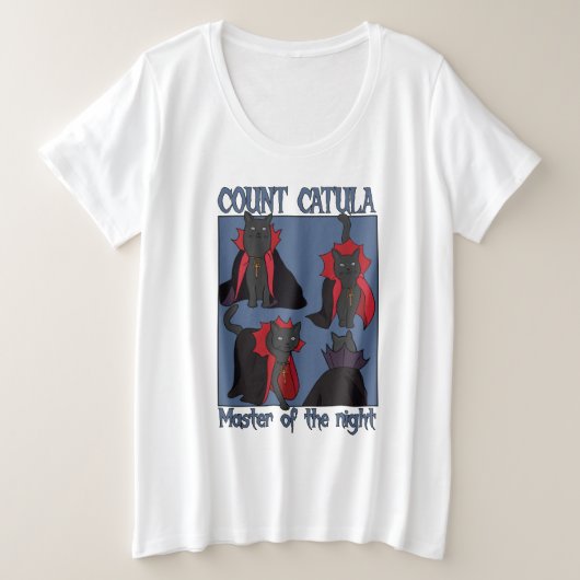 夜の支配者カトゥーラ伯爵 プラスサイズTシャツ (デザイン正面)