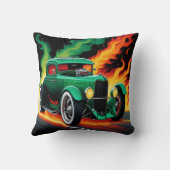 夜の改造炎の通りを通して緑のレース クッション (裏面)