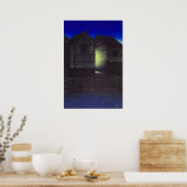 夜の新川　川瀬巴水 ポスター (キッチン)