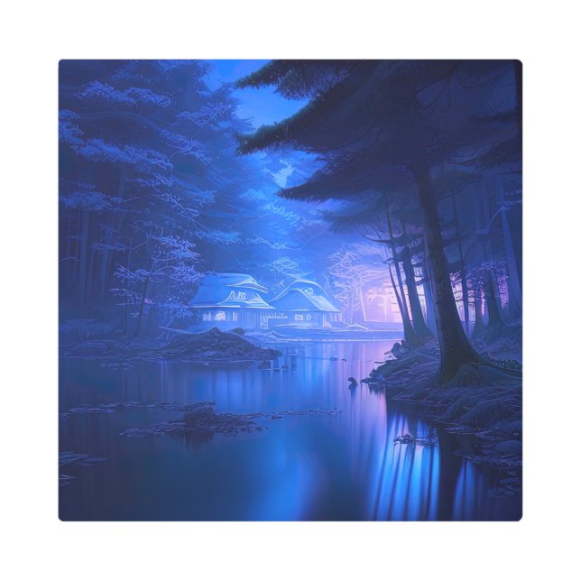 夜の旅，デジタルアート メタルプリント (正面)