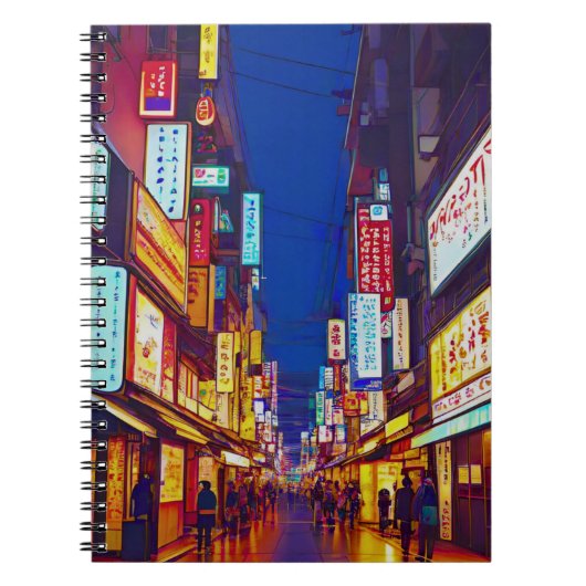 夜の日本の市街地 ノートブック (正面)