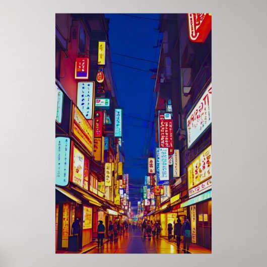 夜の日本の市街地 ポスター (正面)