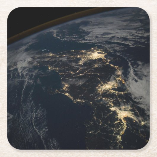 夜の日本の街灯。 スクエアペーパーコースター (正面)