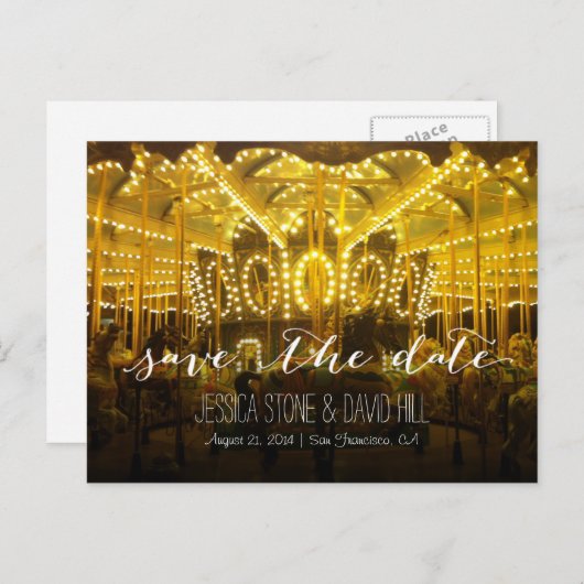 夜の時間メリーの結婚式を行く日付を保存 案内ポストカード (正面/裏面)