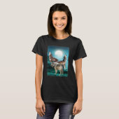 夜の月でハウリング狼オオカミ動物Jungl Tシャツ (正面フル)