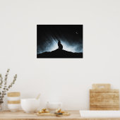 夜の月で狼の遠吠え – ポスター (キッチン)