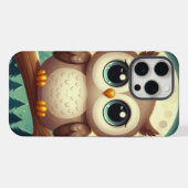 夜の月と可愛いフクロウの赤ちゃん iPhoneケース (裏面横)