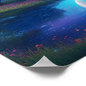 夜の月に照らされた魅力的谷 ポスター (角)