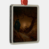 夜の月の光を眺める二人の男 メタルオーナメント (右)