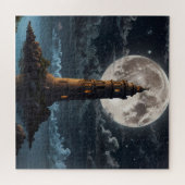 夜の月明かりで照らされた灯台澄ん。 ジグソーパズル (横)