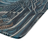 夜の木の美しいリノプリント。 カッティングボード (角)