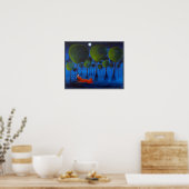 夜の木の赤キツネ。 ポスター (キッチン)