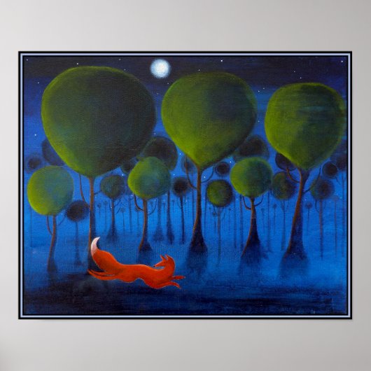 夜の木の赤キツネ。 ポスター (正面)