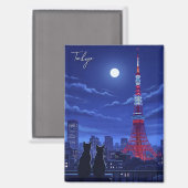 夜の東京猫 マグネット (正面/裏面)