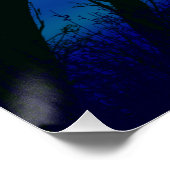 夜の森に金のフクロウの顔 ポスター (コーナー)