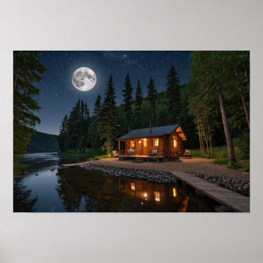 夜の森のキャビン ポスター (正面)