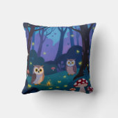 夜の森のフクロウのイラスト クッション (裏面)