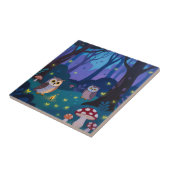 夜の森のフクロウのイラスト タイル (側面)