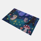 夜の森のフクロウのイラスト ドアマット (アングル)