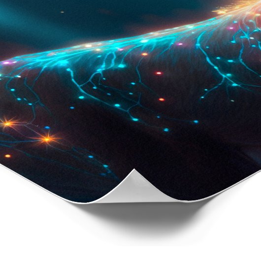 夜の森の中のクリスマスライトのトナカイ ポスター (角)