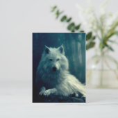 夜の森の中の白い狼 ポストカード (スタンド正面)