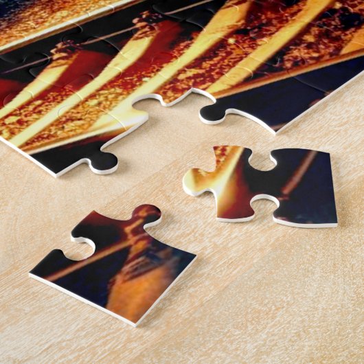 夜の森の中の蒸気列車 ジグソーパズル (側面)