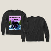 夜の森の子供用長袖Tシャツ (デザイン 正面＆背面)