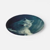 夜の森の白いオオカミ ペーパープレート (アングル)