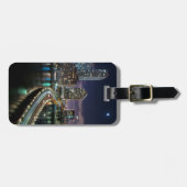 夜の橋が付いているマイアミ都市のスカイライン ラゲッジタグ (正面横)