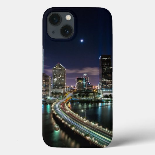 夜の橋が付いているマイアミ都市のスカイライン Case-Mate iPhoneケース (裏面)