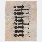 夜の歩くギグラーズペトログリフ フリースブランケット (正面)