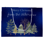 夜の水彩冬の森　シンプルな木々 ラージペーパーバッグ (裏面)