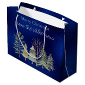 夜の水彩冬の森　シンプルな木々 ラージペーパーバッグ (裏面アングル)