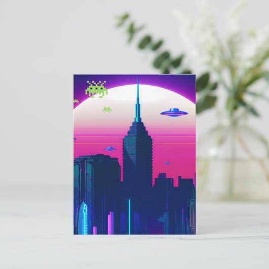 夜の波と蒸気の輝き ポストカード (スタンド正面)