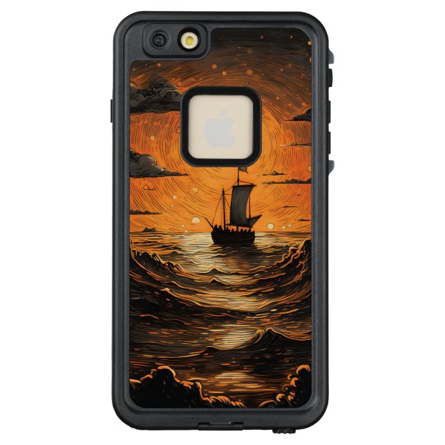 夜の海を航行する船 LifeProof iPhoneケース (裏面)