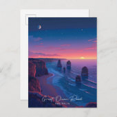 夜の海素晴らしロードオーストラリア旅行 ポストカード (正面/裏面)