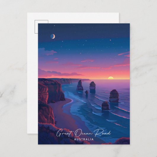 夜の海素晴らしロードオーストラリア旅行 ポストカード (正面/裏面)