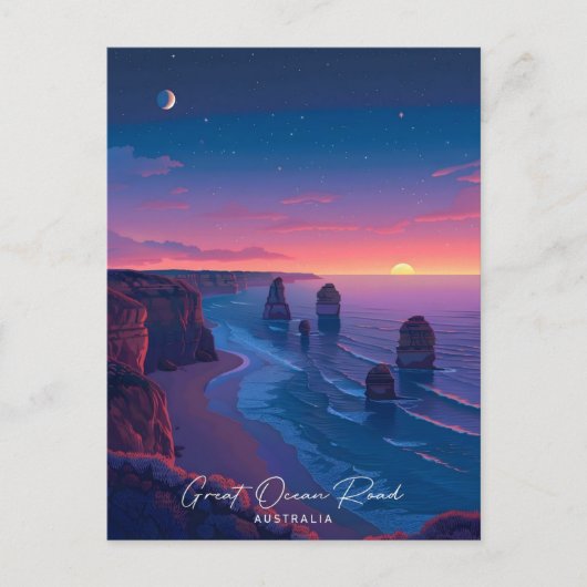 夜の海素晴らしロードオーストラリア旅行 ポストカード (正面)