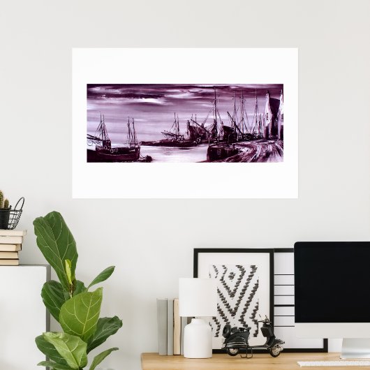 夜の港 ポスター (ホームオフィス)