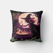 夜の満月の下でポーションをかき回す魔女 クッション (正面)