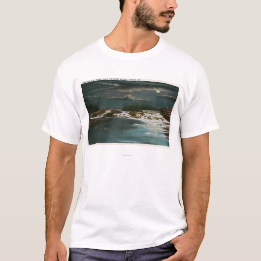 夜の滝の北橋概観 Tシャツ (正面)