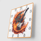 夜の激しいエレキギター スクエア壁時計 (傾斜)