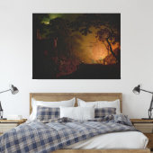 夜の火のコテージDebyのジョセフ・ライト キャンバスプリント (インサイチュ (寝室))