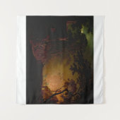 夜の火のコテージDebyのジョセフ・ライト タペストリー (正面(横))