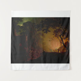 夜の火のコテージDebyのジョセフ・ライト タペストリー