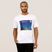 夜の灯台と帆船 月の光に照らされた海 Tシャツ (正面フル)